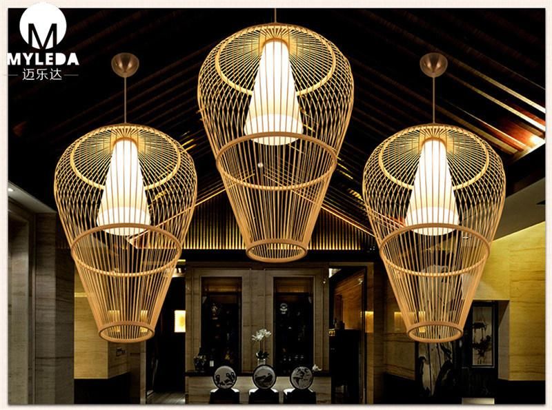 Bamboo Lantern Wood Decoration Hanging Light Fixture Chandelier