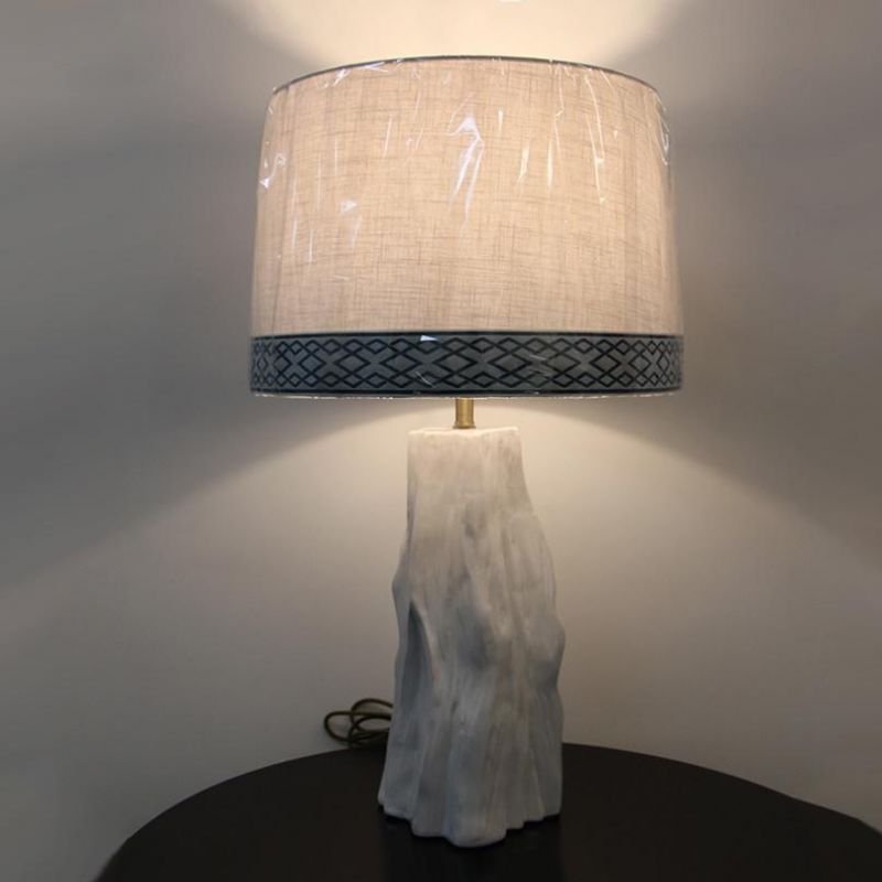 White Gourd White Acrylic Fabric Shade with Ceramic Lamp Body Table Lamp.