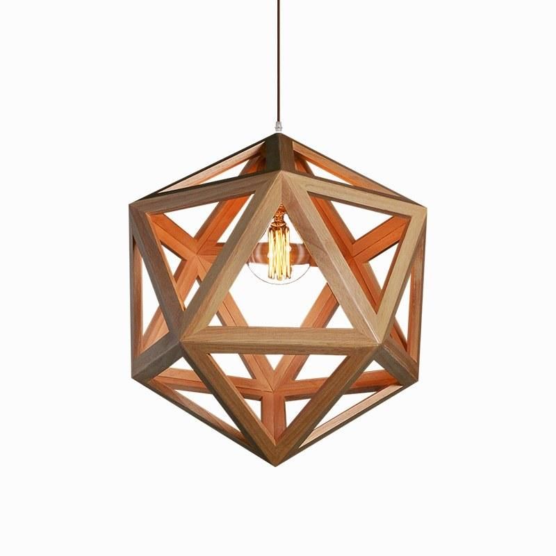 Triangle Rectangle Wood Pendant Hanging Lights for Indoor Home Kitchen Dining Room (WH-WP-14)