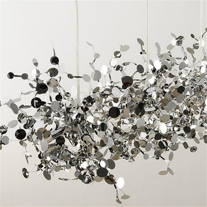 Chandelier Argent Lighting Hand Made Stainless Steel Leaf Chandelier Lamp for Living Room/Bedroom Home Art Deo Lighting
