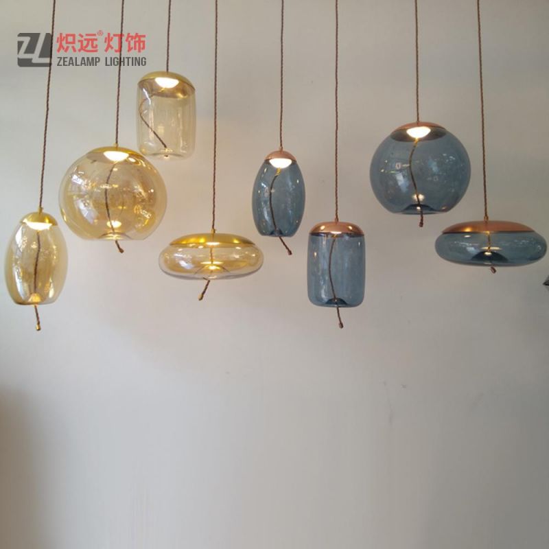 Modern Ballroom Single Glass Ball Hanging Pendant Light