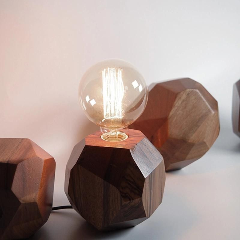 Walnut Solid Wood Desk Light Beauty Vintage Bedroom Bedside Table Lamp