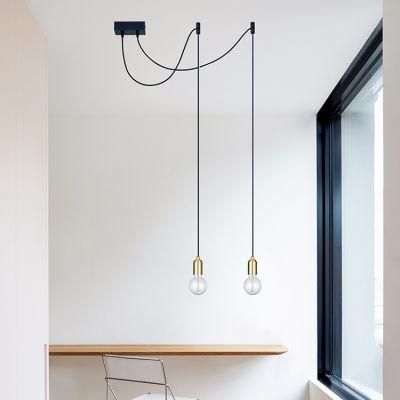 Restaurant Industrial Lights Golden Brass Metal Loft Iron Single Simple Pendant Lamp