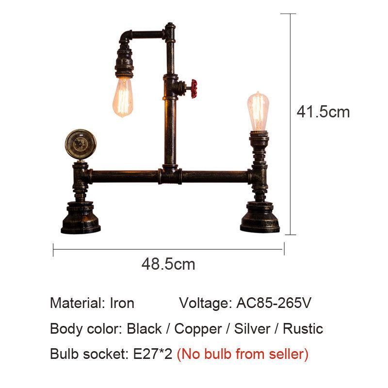 Industrial Vintage Light Black Silver Copper Rustic Industrial Bedside Table Lamp (WH-VTB-31)
