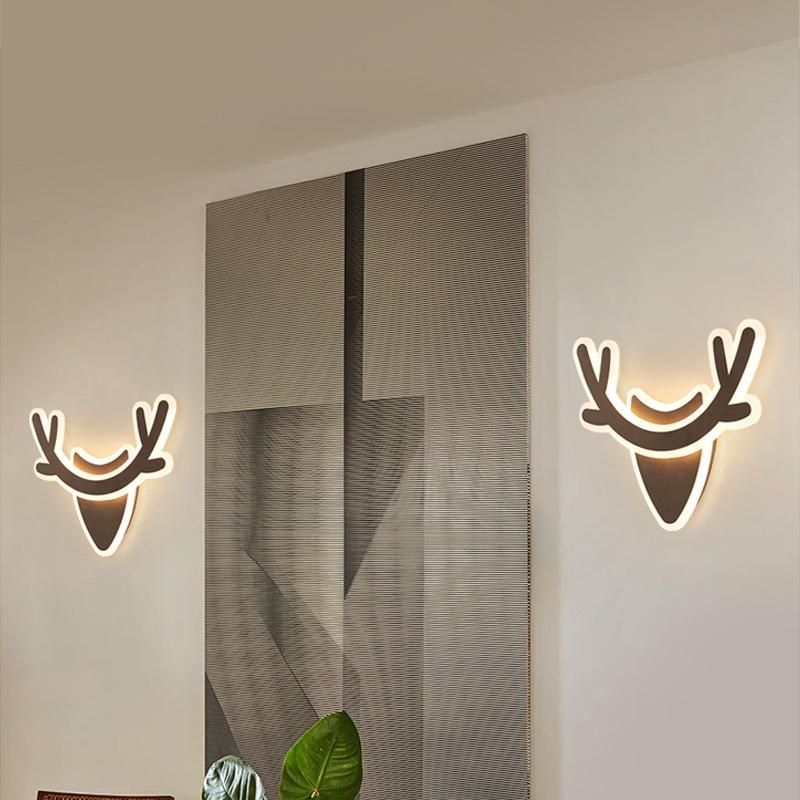 Simple Antlers Animal Design Acrylic Wall Lamp for Bedside Corridor Stair