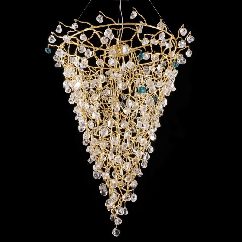2022 Artist Modern Decorative Chandelier Lighting Copper Branch High Class Crystal Lamp Water Pendant Light Home Villa Lamp