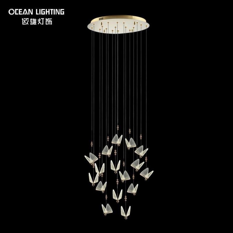 Butterfly Warm Lighting 3000K Metal Crystal 16*3W Chandelier