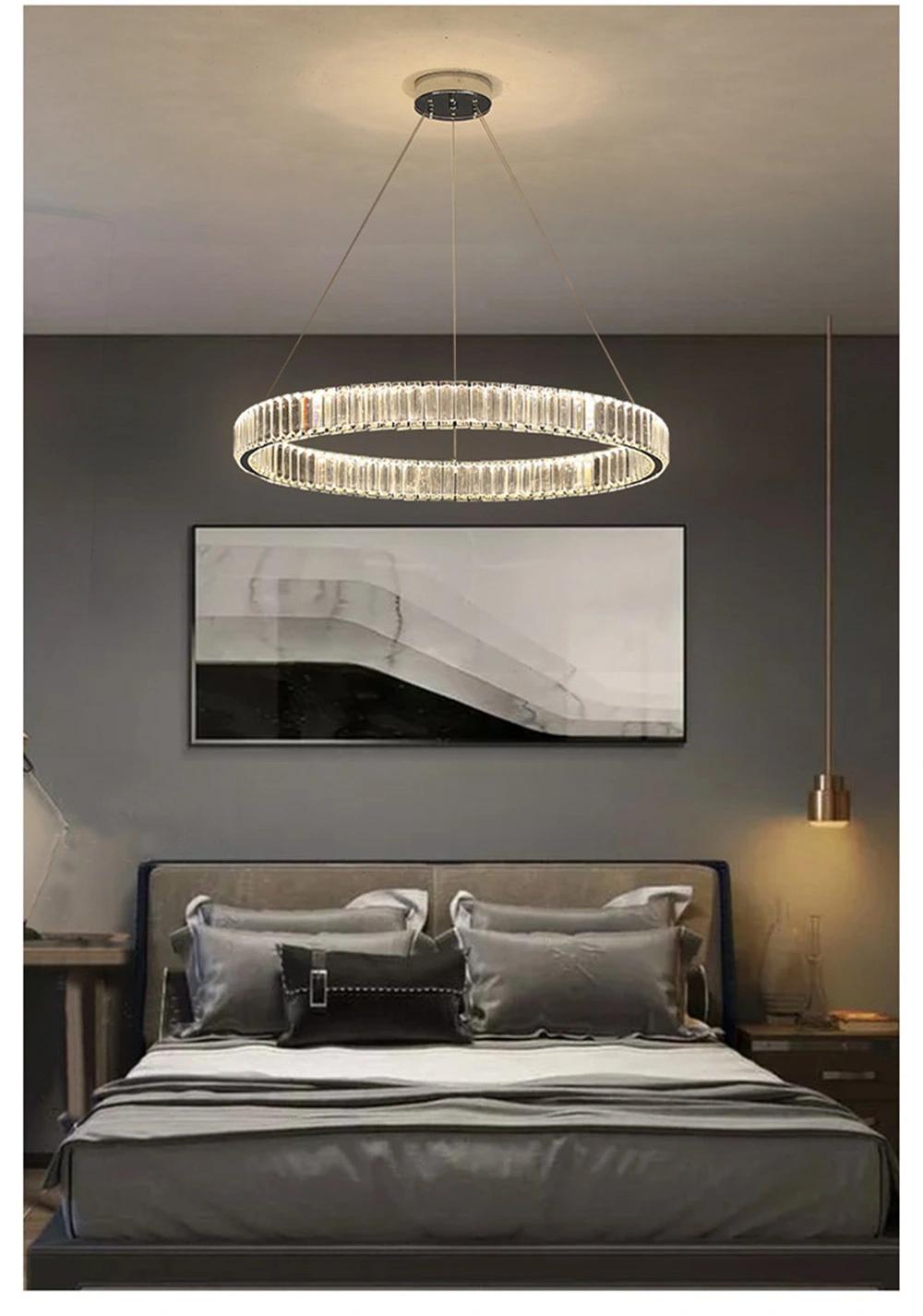 Modern Chandelier Villa Stairs Crystal Steel LED Pendant Chandelier Lighting