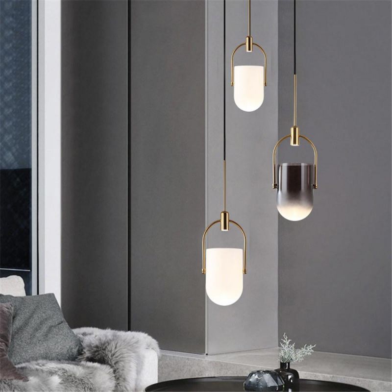 Metal Opal Glass Pendant Light for Dining Room