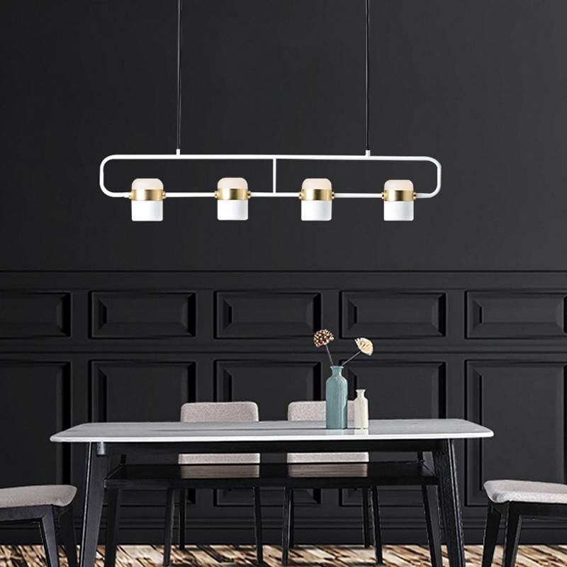 Nordic Simple Rose Gold Long Bar Restaurant Chandelier Hotel Light Luxury Personality Creative Round Bar LED Line Pendant Light