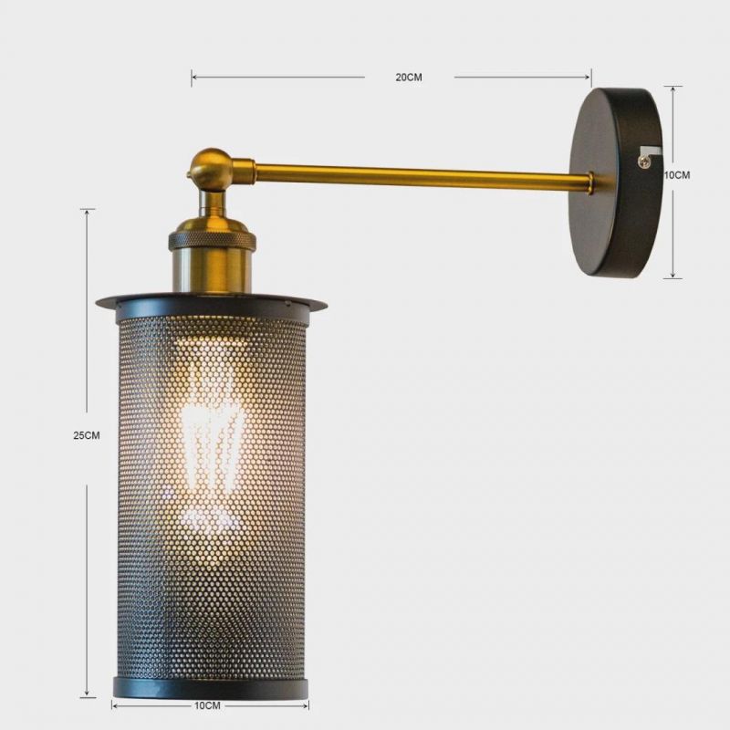 Vintage Iron Net Wall Lamp Black Metal Cage Wall Lights Bedroom Bedside Lamp (WH-VR-98)