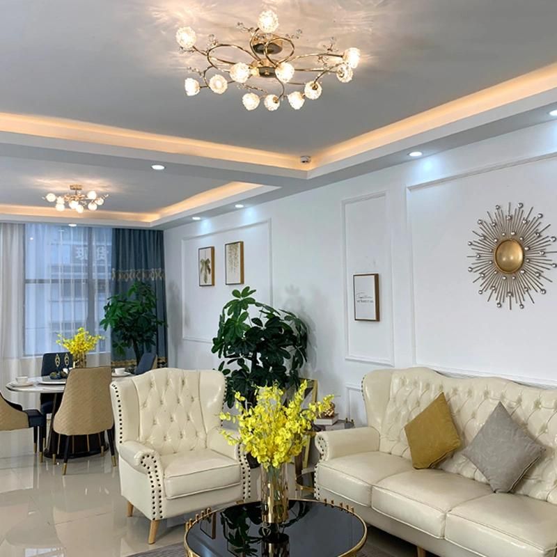Luxurious Golden Crystal Ceiling Lamp Modern Bedroom Dining Room Chandelier LED Lighting