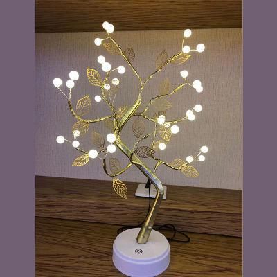 Pearl Leaves Warm Light Tree Lights Christmas Gift for Gc-Lt-0053