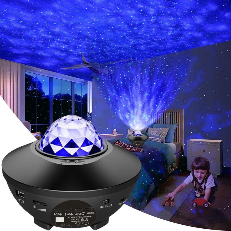 LED Star Projection Light USB Bluetooth Romantic Fantasy Rotating Atmosphere Light Voice-Controlled Ocean Starry Night Light