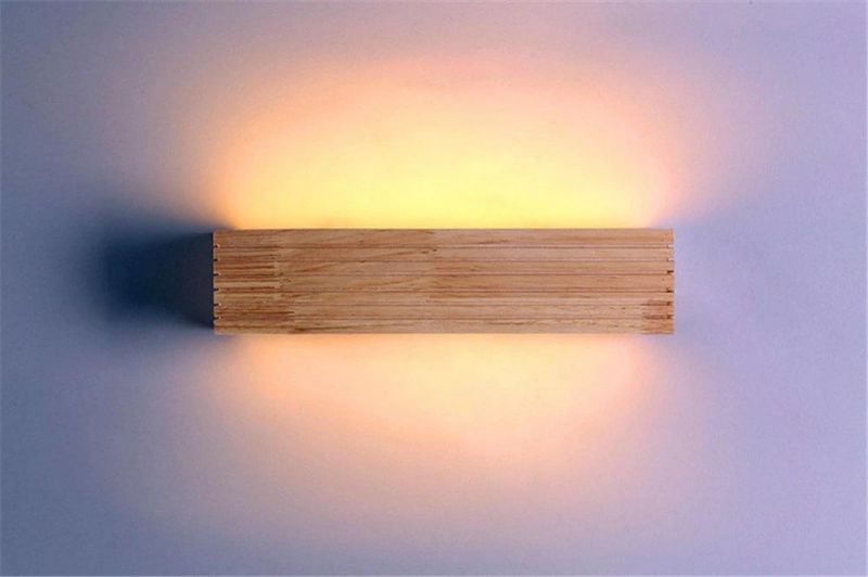 Japanese Style LED Lamp Oak Wooden Wall Lamp Nordic Solid Wood Mirror Nordic Wooden Wall Lamp (WH-OR-62)
