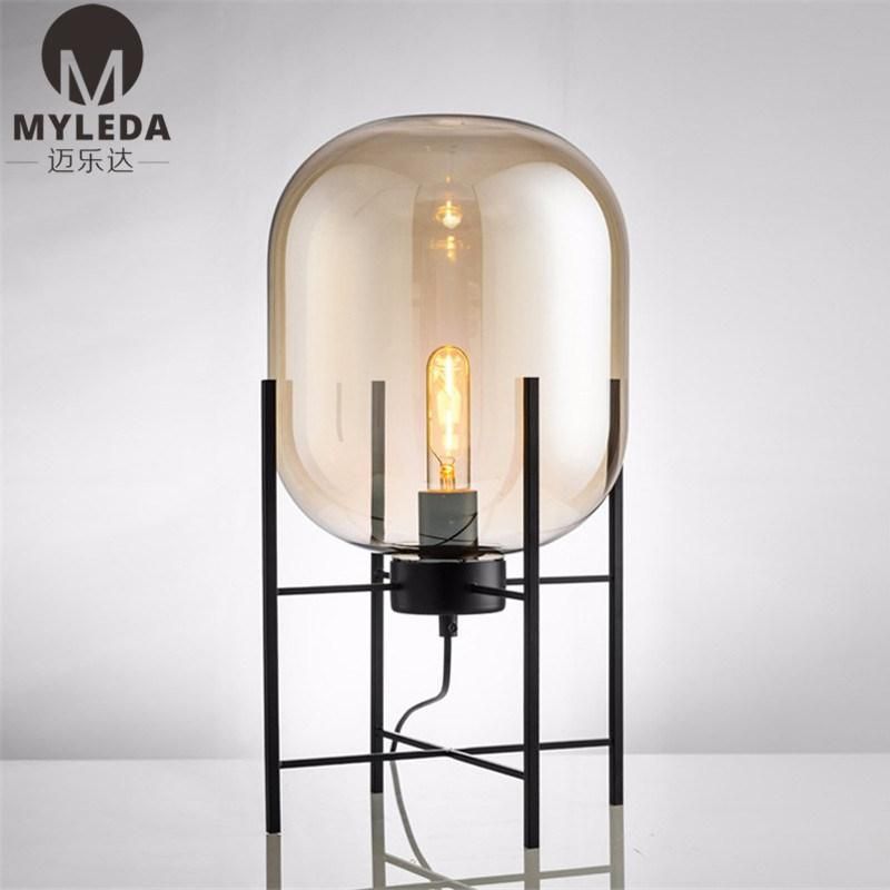 Modern Carbon Steel Glass Home Table Light