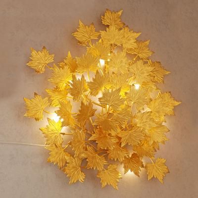2022 Indoor Gold Oxidized Maple Leaves Wall Light Sconce for Sitting Room Bedroom Study Room Lobby