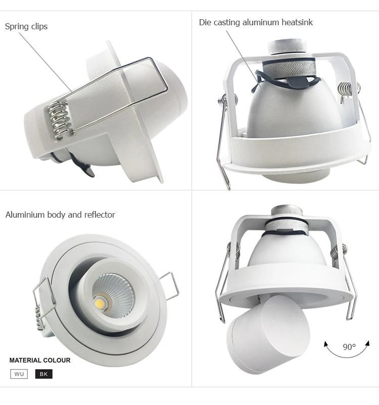 Adjustable 6.2W Recessed Bedroom Home Lighting and Round Ceiling Light Downlight