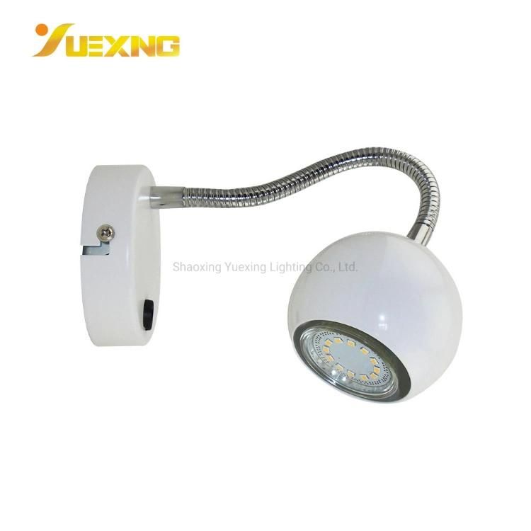 Surface Mounted Adjustable Round LED White Wall GU10 Light Fixture for Bedroom Bedside Living Room Reading