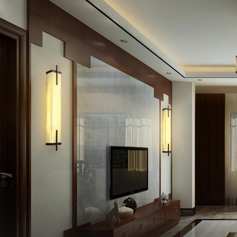Marble Chinese Style Living Room Background Wall Light Corridor Light Luxury Copper Strip Wall Lamp