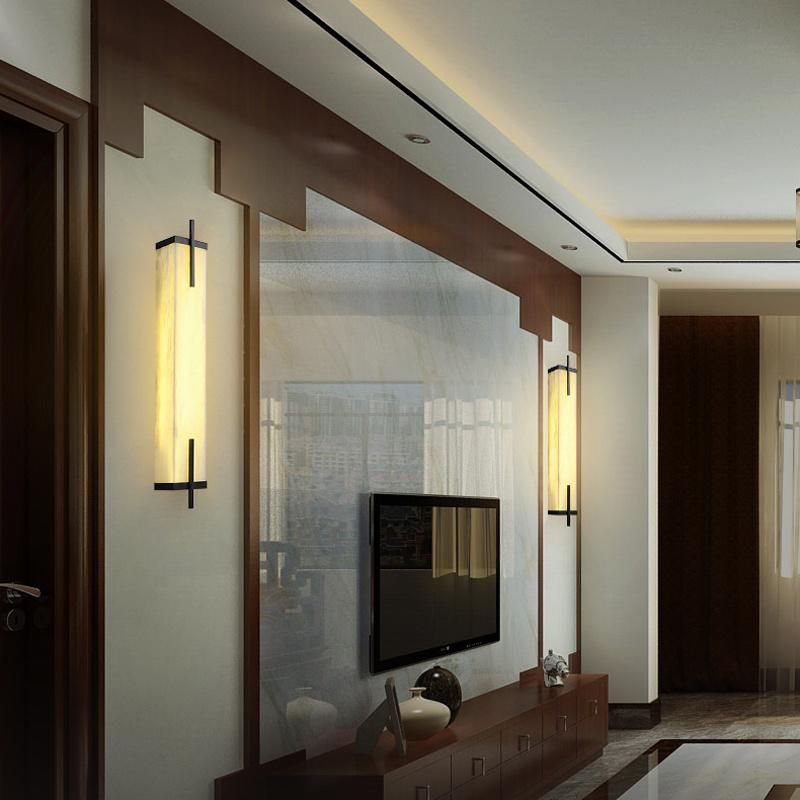 Marble Chinese Style Living Room Background Wall Light Corridor Light Luxury Copper Strip Wall Lamp