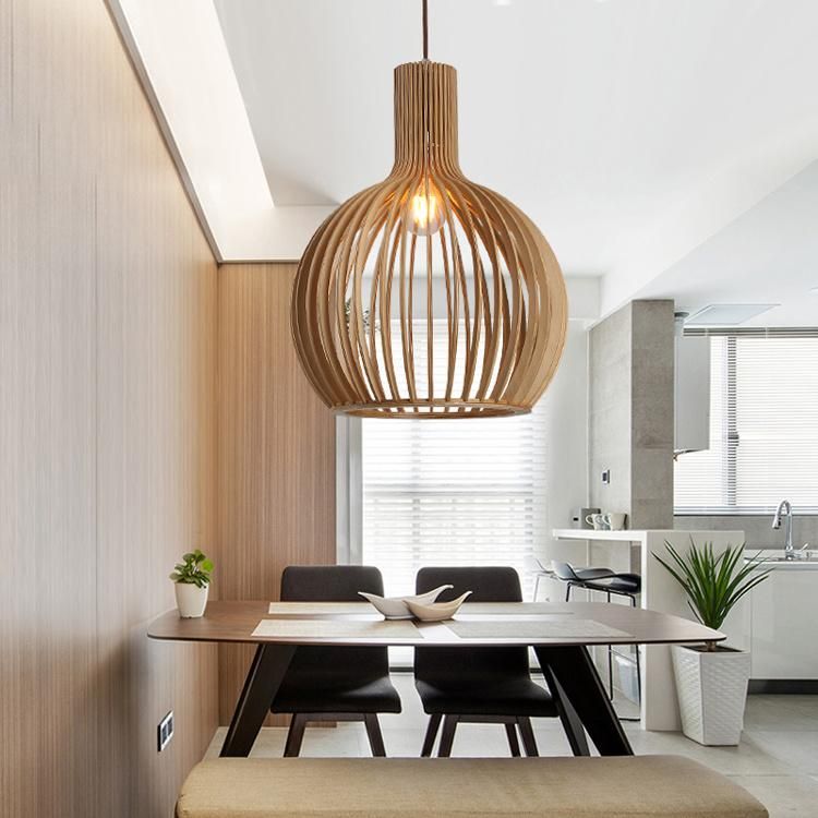 Fancy Metal Lantern Style Wooden Pendant Lamp