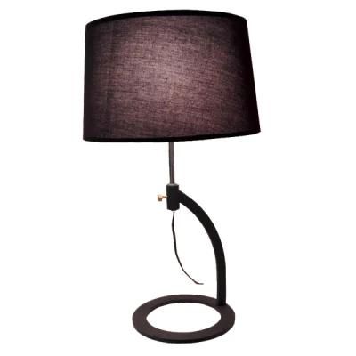 Black Metal Hotel Modern Desk Table Lamp Light with Fabric Shade for Living Room, Height Can Be Adjustable