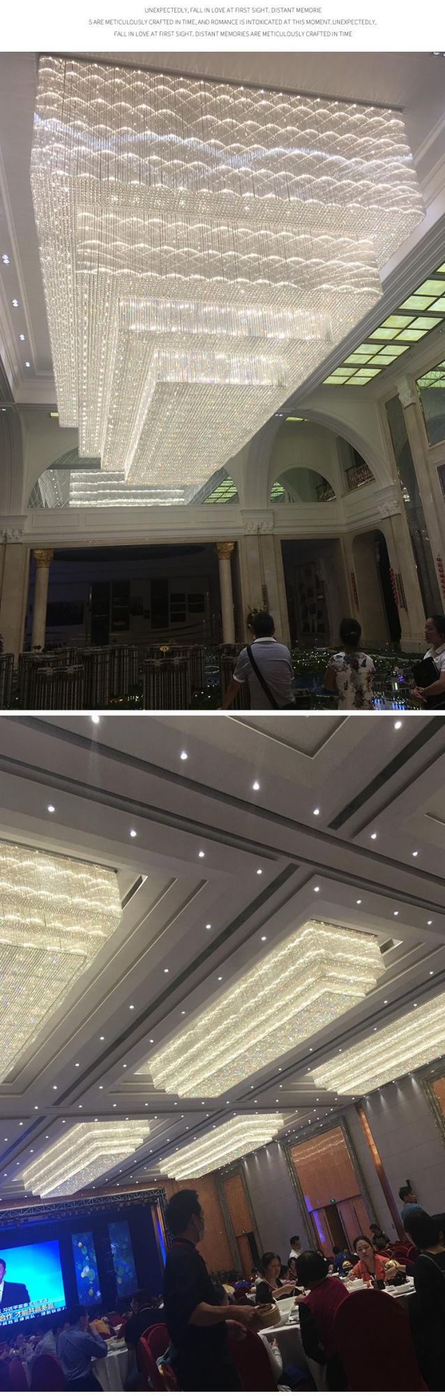 Luxury Light Fixture Modern Stair Hotel Banquet Hall Project Custom Ceiling Chandelier Lamp