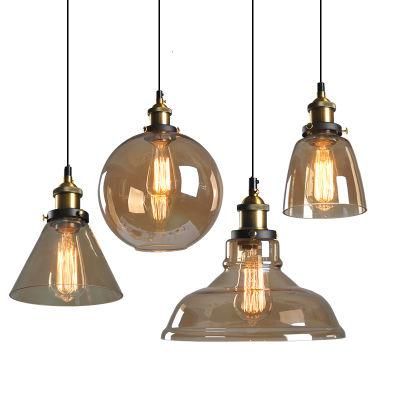 Amber Glass Lamp Shade Modern Glass Lampshade Hanging Lamp Glass Pendant Light for Home Decoration