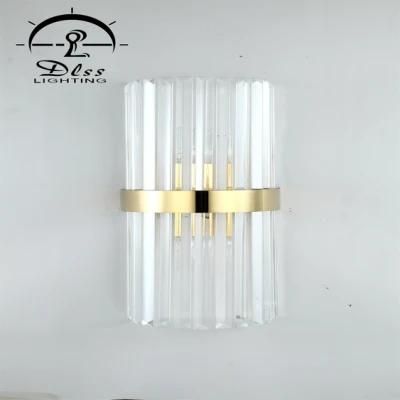 Golden Luxury European Hotel Living Room Light Crystal Glass Wall Lamp