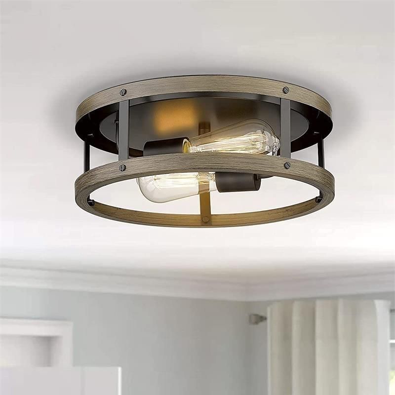 Iron Retro Loft Ceiling Lamp Imitation Wood Grain Kitchen Living Room Vintage Ceiling Light (WH-LA-33)