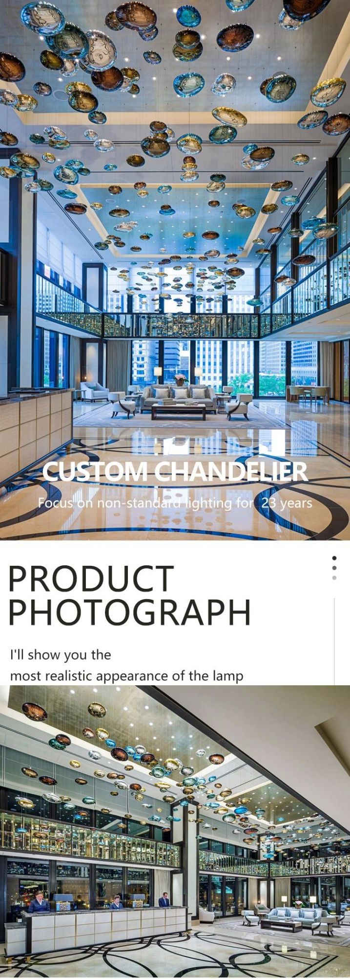Glass Stone Lamp Decorative Villa Exhibition Hall Commercial Stair LED Custom Chandelier Light