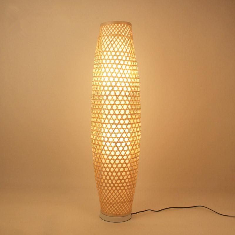 Bamboo Wicker Rattan Shade Vase Floor Lamp Fixture Rustic Asian Japanese Stand Light (WH-WFL-05)