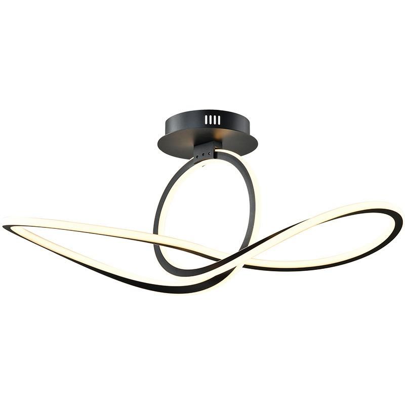 Nordic Modern LED Ceiling Light Fixture Dimmable Adjustable Ring Black Irregular Curved 2300K Contemporary Chandelier for Dining Room Living Room Bedroom Foyer