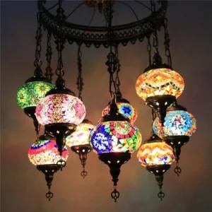 Amazing Turkish 9 Balls Mosaic Glass Turkish Hanging Light Hotsale Energy Saving Istanbul Lamp LED Lamps