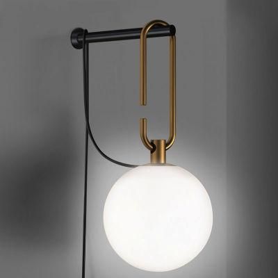 Modern Glass Wall Lamp Sconce Light with Plug for Bedside, Study Room