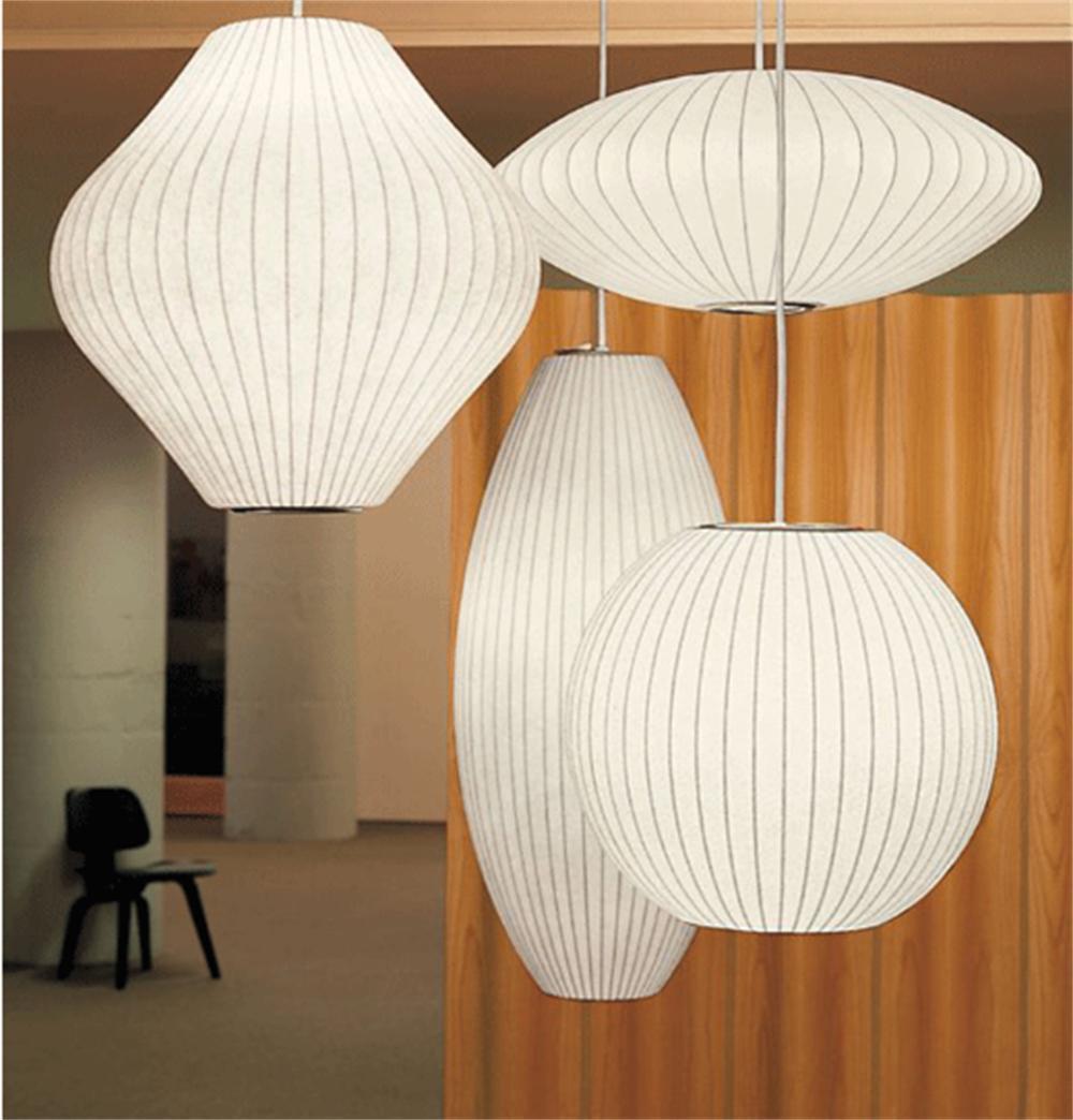 Bubble Saucer Lamp White Silk Cloth Pendant Light Dining Room Clothing Shop Cloth Restaurant Pendant Hanging Lamp