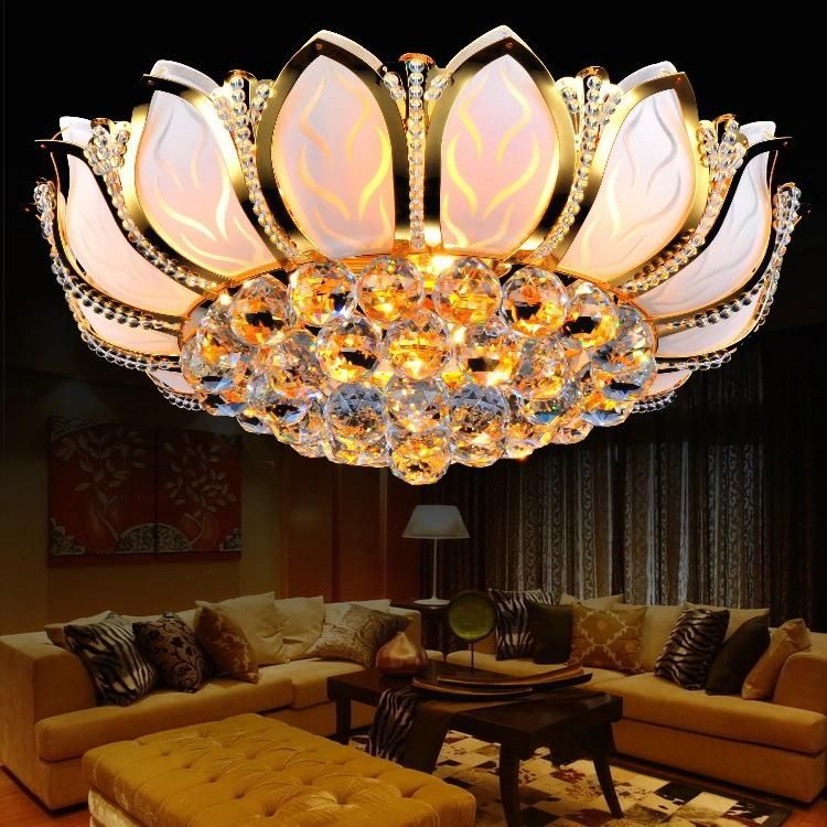 Lotus Flower Unique Crystal Ceiling Light for Sitting Room Bedroom Decorative (WH-CA-14)