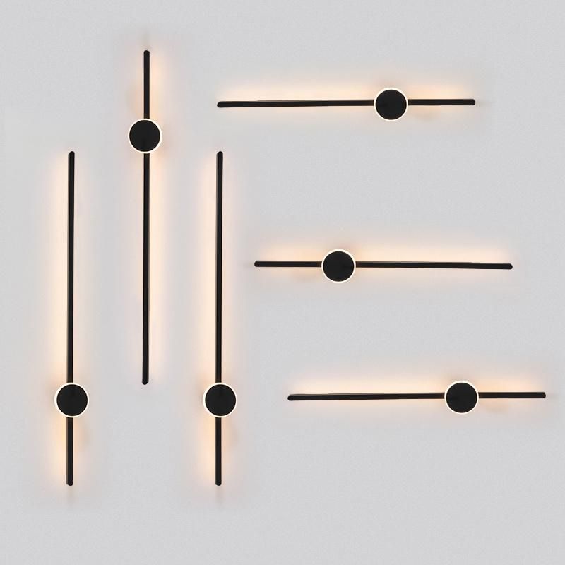 Nordic Simple Design Linear Black LED Wall Light for Hotel