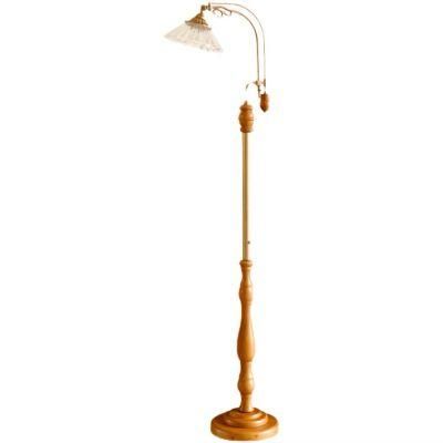 Solid Wood Floor Lamp Retro Glass Cover Japanese Nordic French Medieval