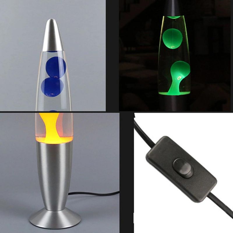 Table Lava Lamp New Rocket Glass Bottle Colorful Glitter Round Base Rainbow Aluminum Body Decorate Lava Night LED Table Lamp