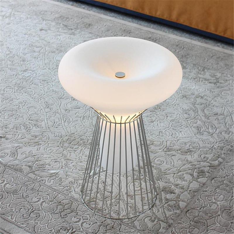 Modern White Glass Floor Lamps Stainless Steel Bedroom Bedside Living Room Standing Lights