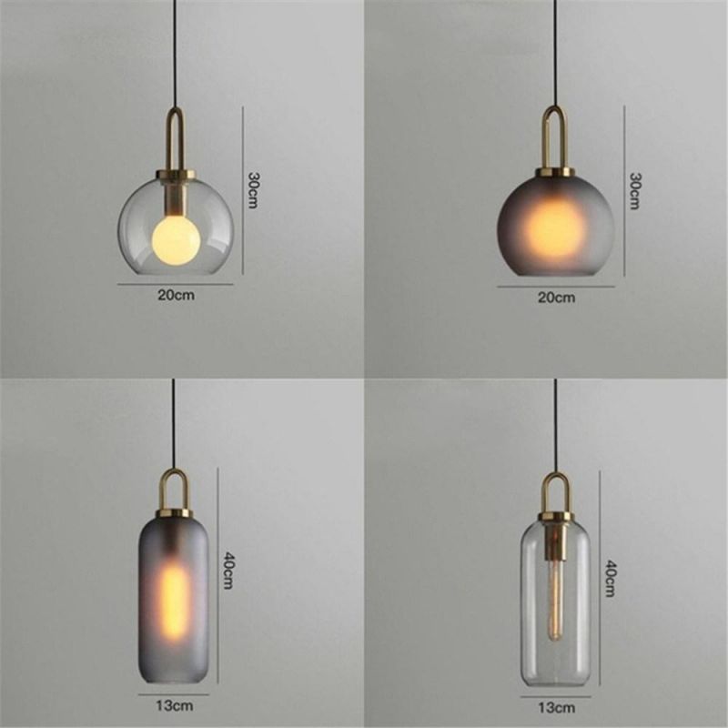 American Retro Decor Glass Pendant Lights Industrial Loft Bedroom Kitchen Hanging Lighting Art Smoke Glass Suspension Lights