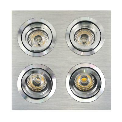 Lathe Aluminum GU10 MR16 Multi-Angle 4 Units Square Tilt Recessed LED Downlight (LT2301-4)