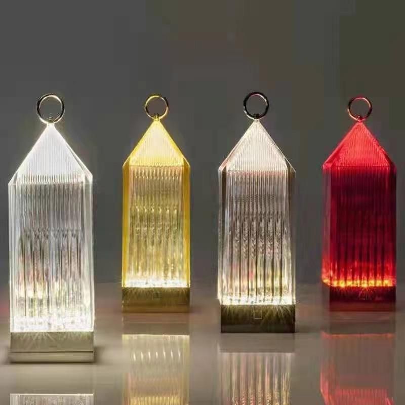Acrylic Crystal Table Lamp Italian Battery Lantern Restaurant Cordless Portable Rechargeable Restaurant Table Light Novelty Style Desk Lamps Luxury Table Lamps