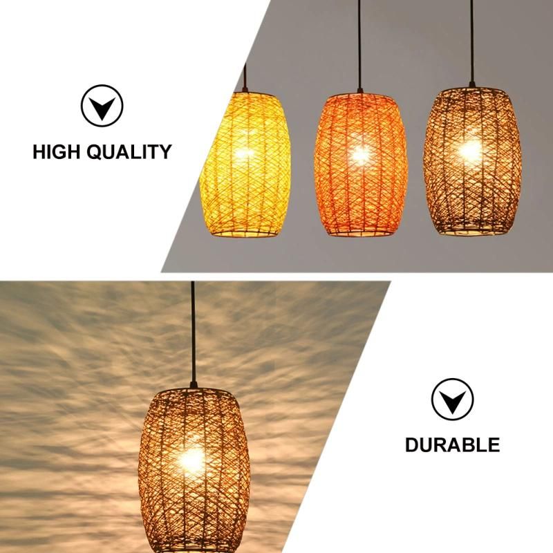 Natural Weaving Hanging Light Rustic Rattan Woven Ceiling Lamp