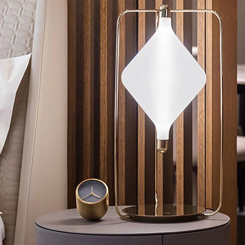 Diamond Chimney Shade White Table Lamp Reading Lamp Bedside Lamp