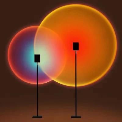 Ins Hot Sell Nordic Rainbow Desk Lamp LED Projection Art Corner Standing Sunset Floor Lamp for Living Room/Bedroom/Hotel