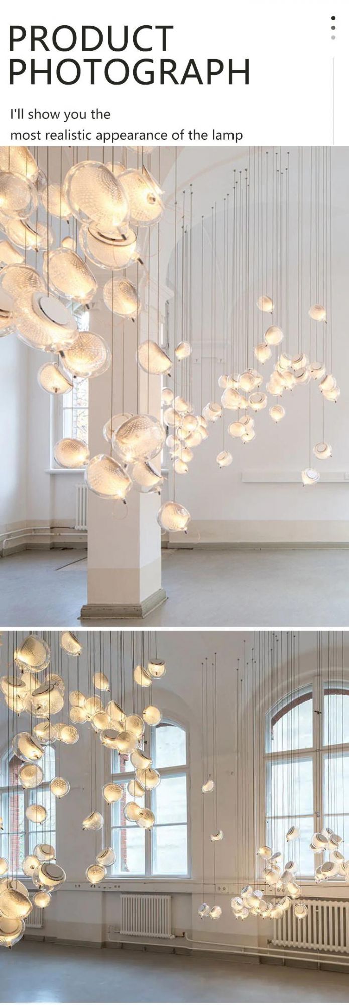 Hot Sale Large Custom Long Staircase Glass LED Chandelier