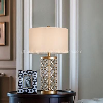 Moden Metal Grille Table Light LED Marble Table Lamp with Cloth Lampshade for Aparment, Villa, Resort Zf-Cl-023